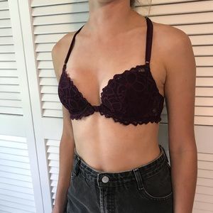 VS Maroon Lace Racerback Bra